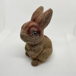Vintage Flocked Brown Easter Bunny Rabbit 4"
